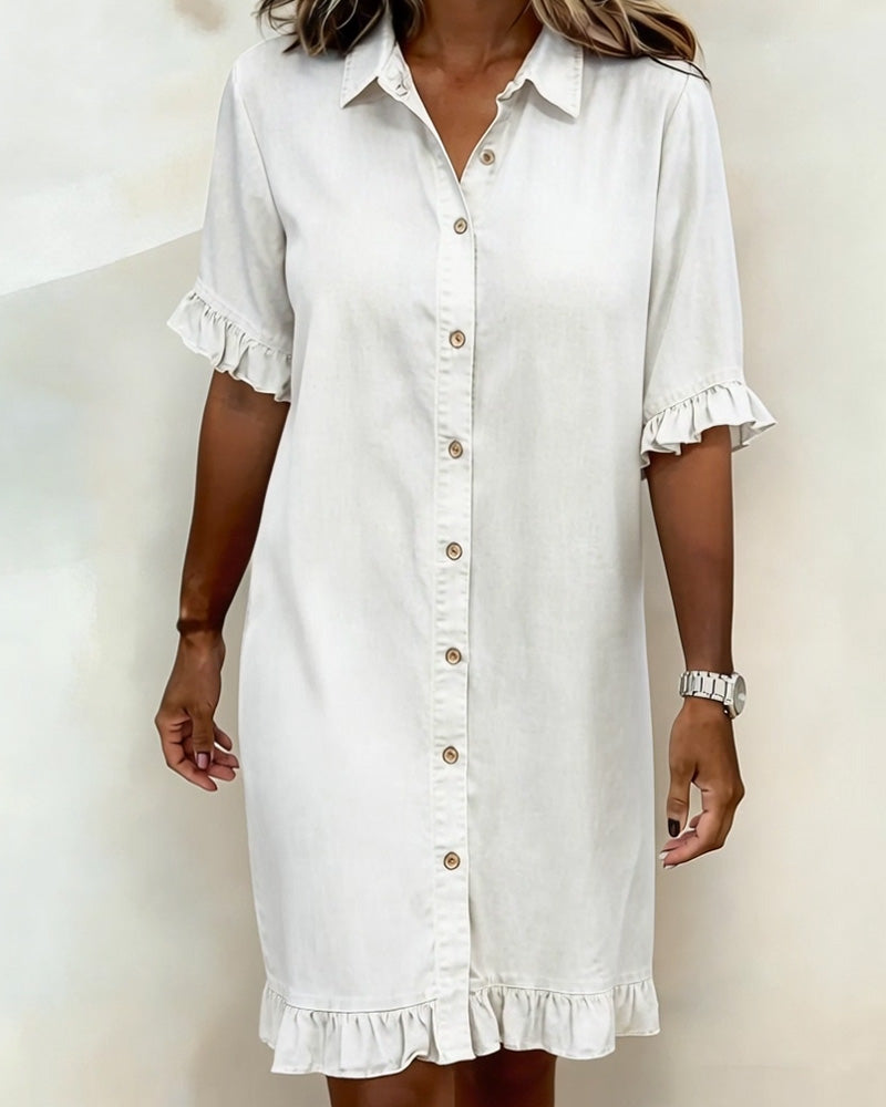 Isis® | Abito in Denim Confortevole con Pieghe Flattering