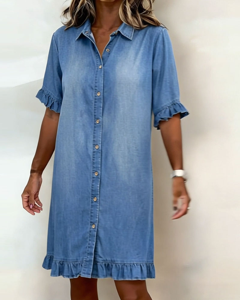 Isis® | Abito in Denim Confortevole con Pieghe Flattering