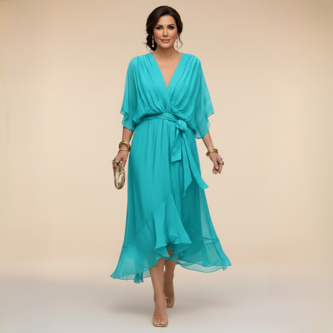 MARTA™ | ABITO IN CHIFFON CON SCOLLO A V