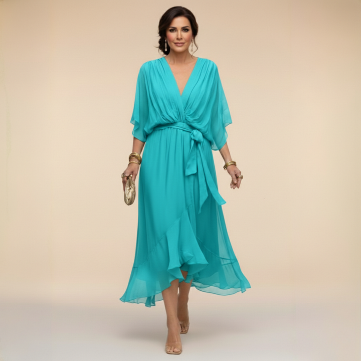 MARTA™ | ABITO IN CHIFFON CON SCOLLO A V
