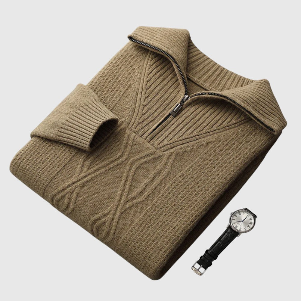 Perla - Maglione con zip Taranto in Lana Merino