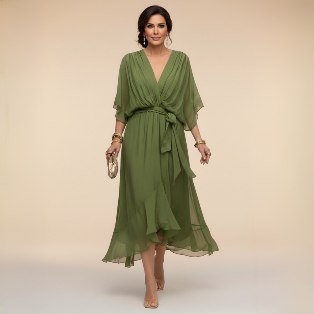 MARTA™ | ABITO IN CHIFFON CON SCOLLO A V