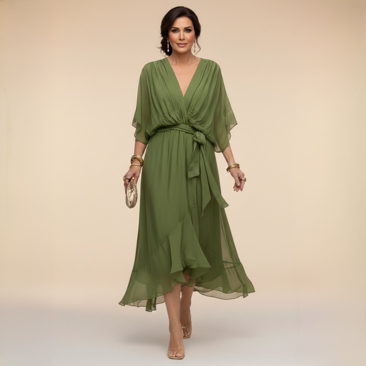 MARTA™ | ABITO IN CHIFFON CON SCOLLO A V