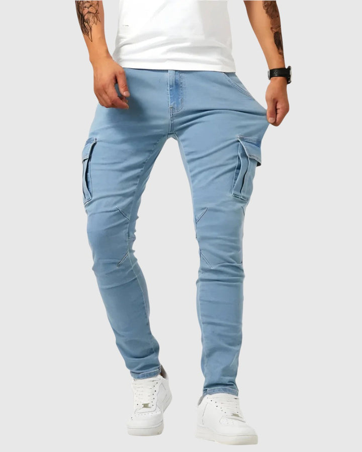 Vasil | Pantaloni Marino Cargo Stretch