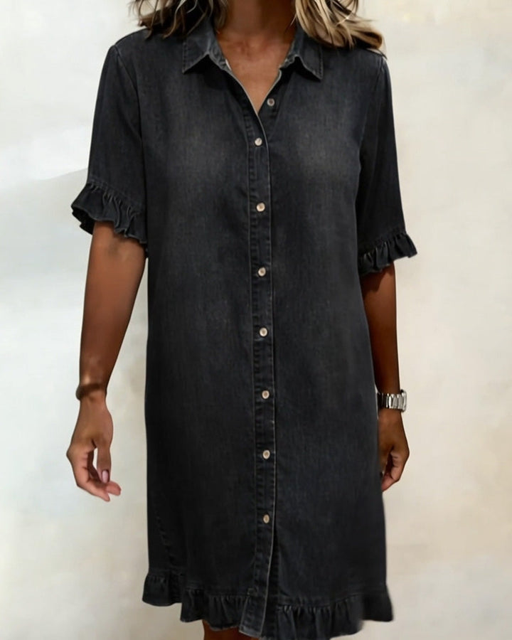 Isis® | Abito in Denim Confortevole con Pieghe Flattering