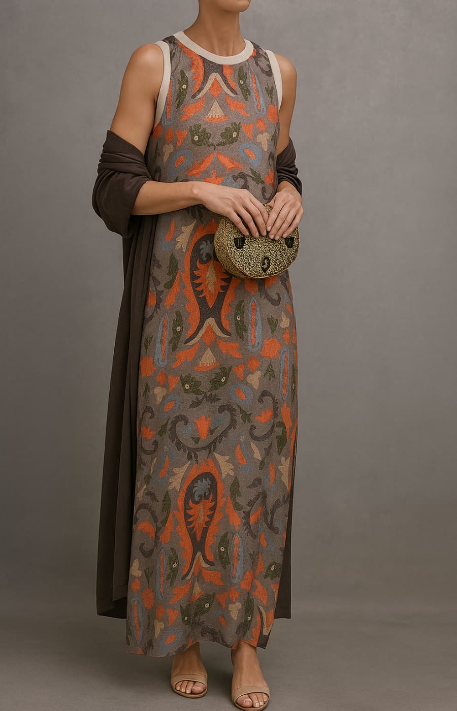 Corvalisse | Elegante maxi dress con stole coordinato