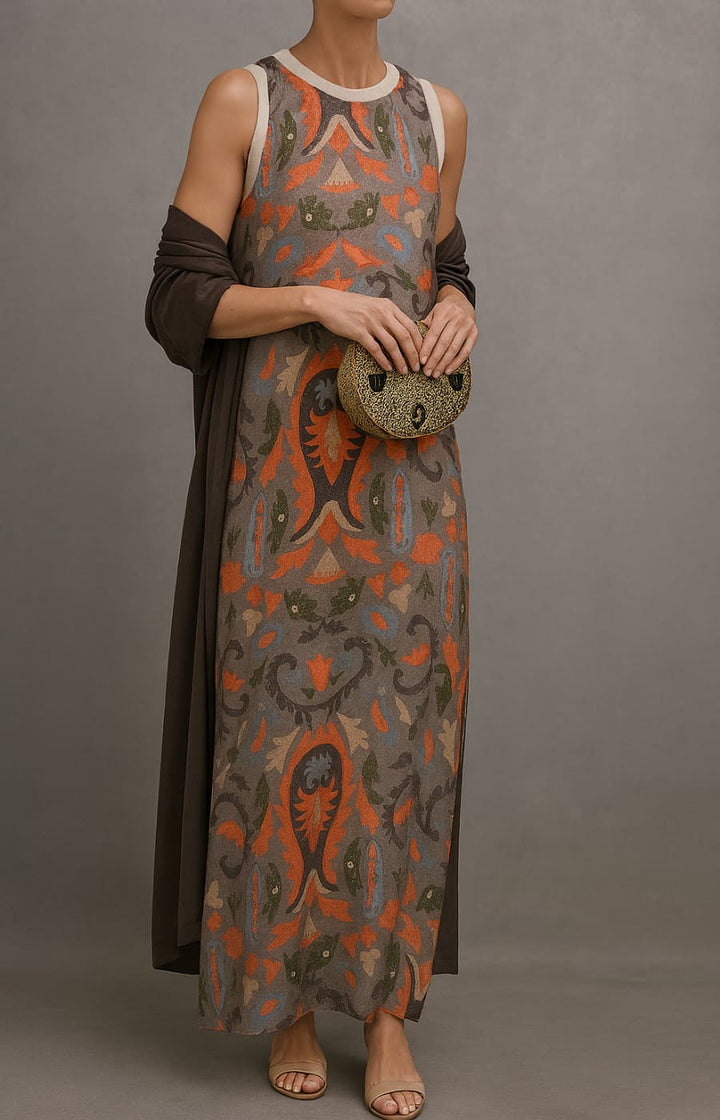 Corvalisse | Elegante maxi dress con stole coordinato