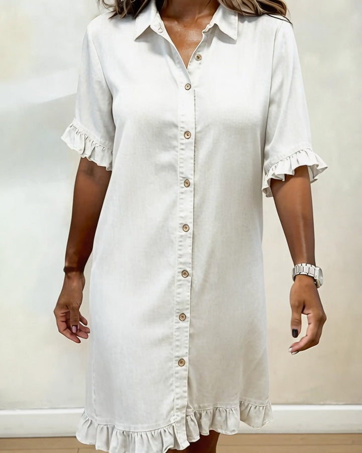 Isis® | Abito in Denim Confortevole con Pieghe Flattering