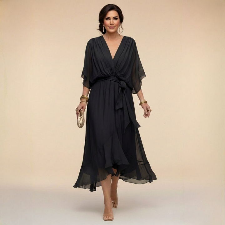 MARTA™ | ABITO IN CHIFFON CON SCOLLO A V