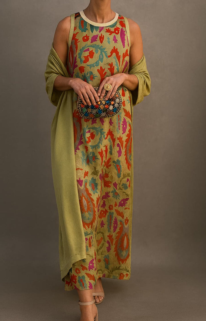 Corvalisse | Elegante maxi dress con stole coordinato