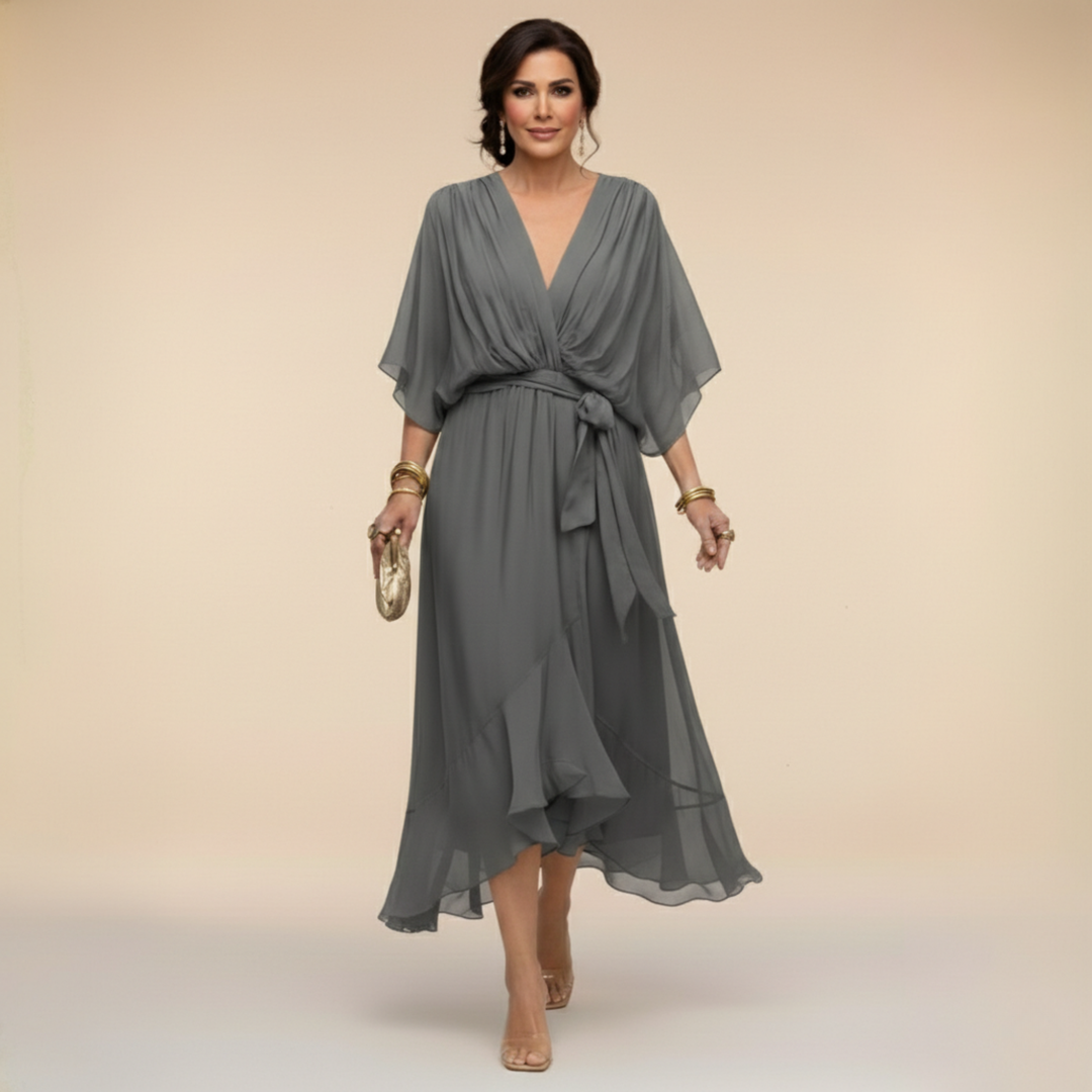 MARTA™ | ABITO IN CHIFFON CON SCOLLO A V