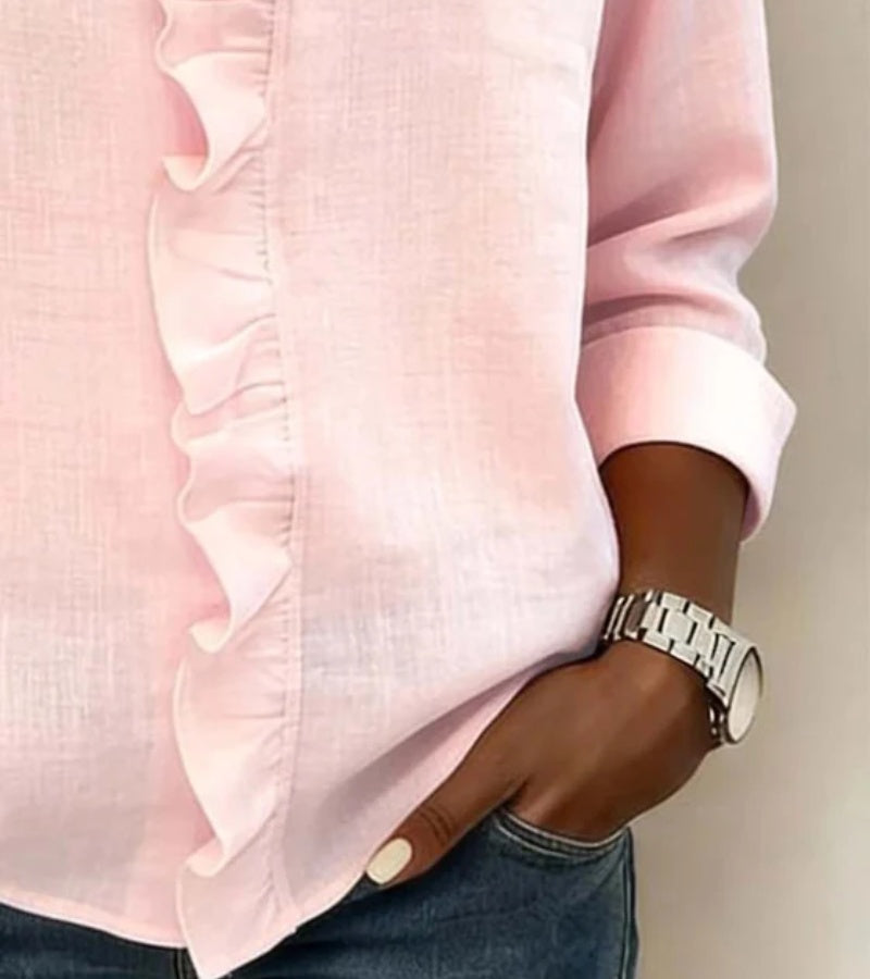 Aletta | Blusa con volant, scollo a v e maniche lunghe