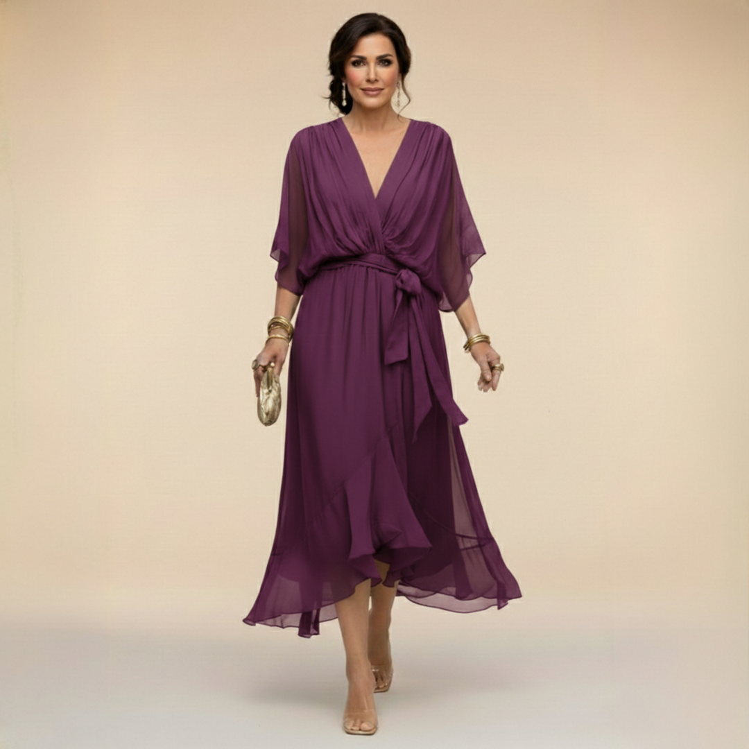 MARTA™ | ABITO IN CHIFFON CON SCOLLO A V