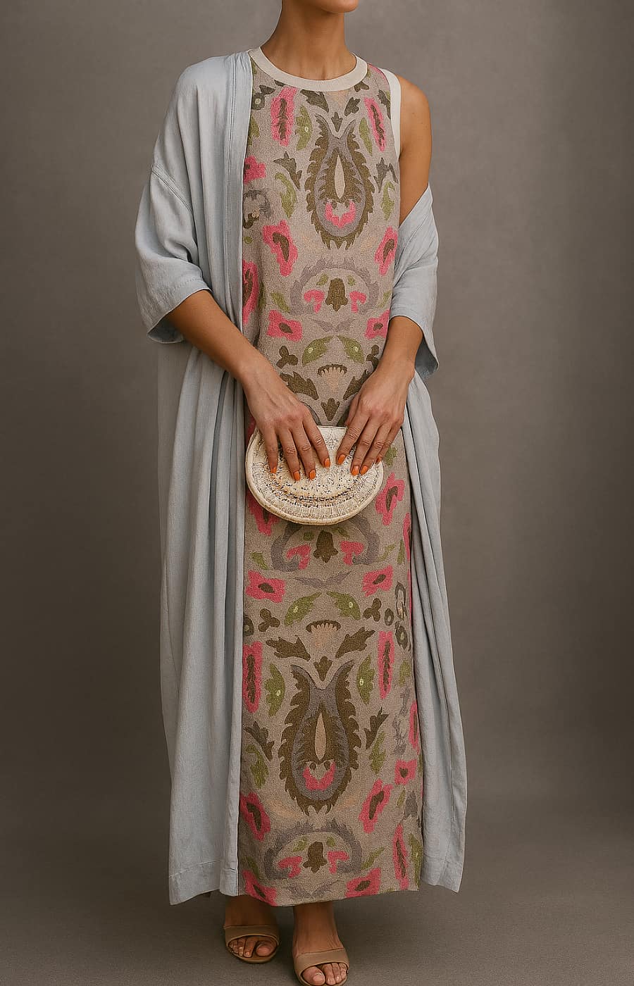 Corvalisse | Elegante maxi dress con stole coordinato