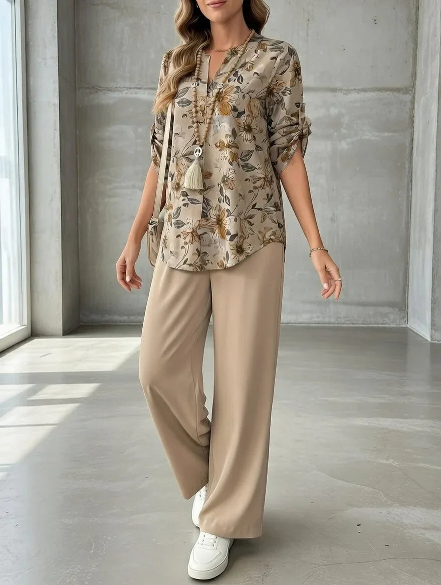 Kresimira | Elegante Completo a Due Pezzi Con Motivi Floreali