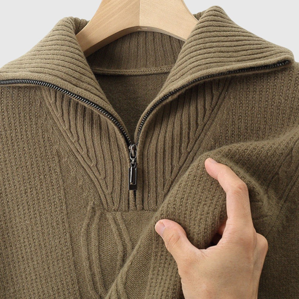 Perla - Maglione con zip Taranto in Lana Merino