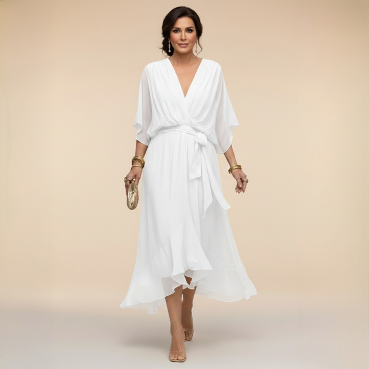 MARTA™ | ABITO IN CHIFFON CON SCOLLO A V