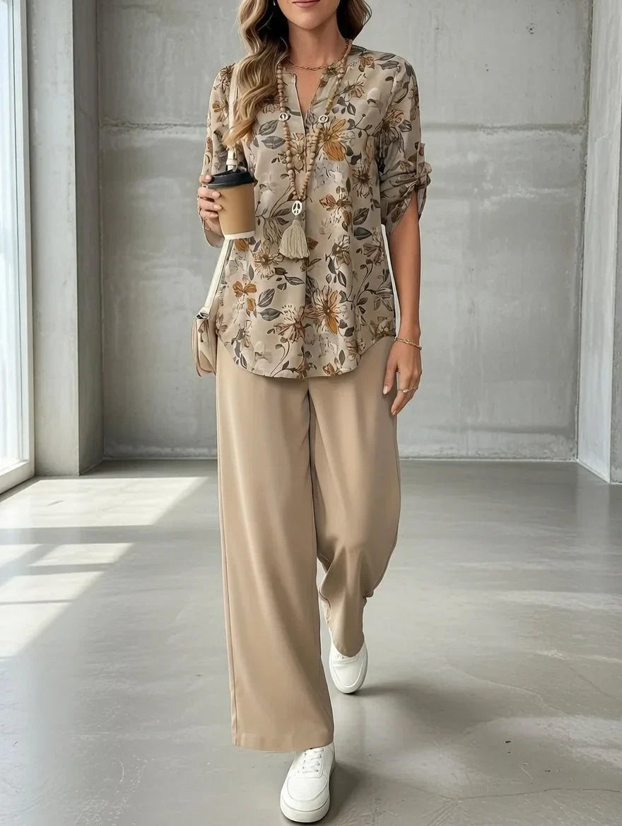 Kresimira | Elegante Completo a Due Pezzi Con Motivi Floreali