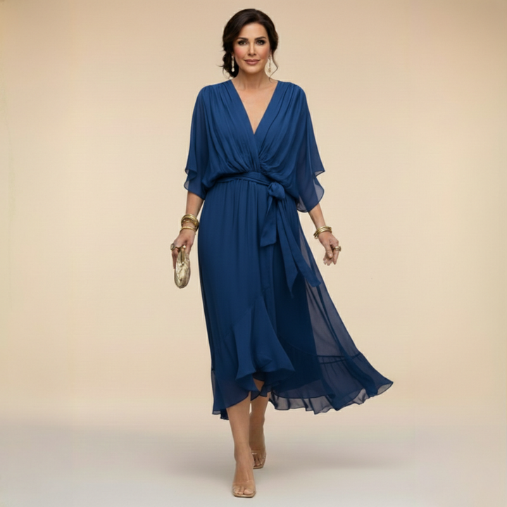 MARTA™ | ABITO IN CHIFFON CON SCOLLO A V