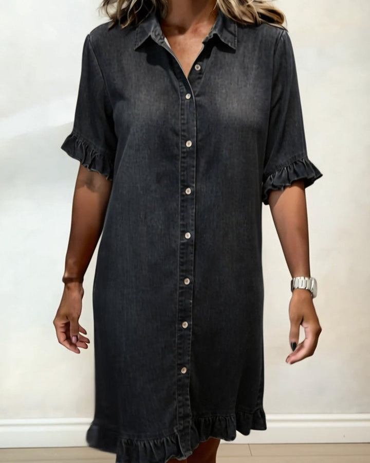 Isis® | Abito in Denim Confortevole con Pieghe Flattering