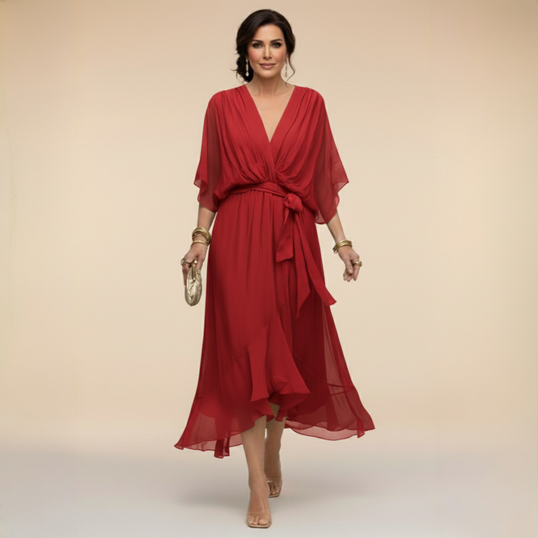 MARTA™ | ABITO IN CHIFFON CON SCOLLO A V