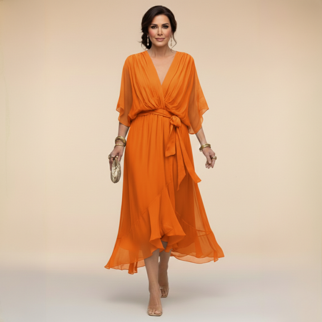 MARTA™ | ABITO IN CHIFFON CON SCOLLO A V