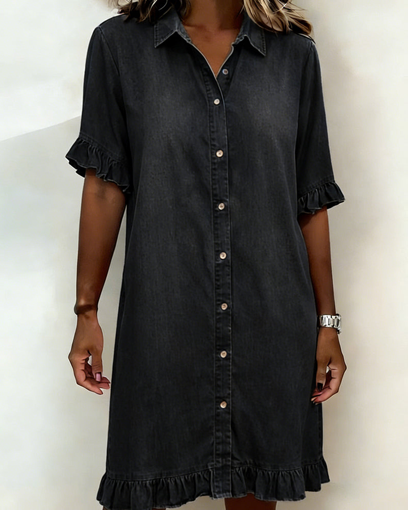 Isis® | Abito in Denim Confortevole con Pieghe Flattering