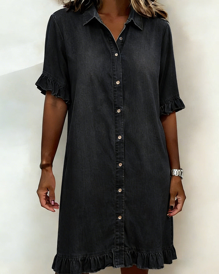 Isis® | Abito in Denim Confortevole con Pieghe Flattering