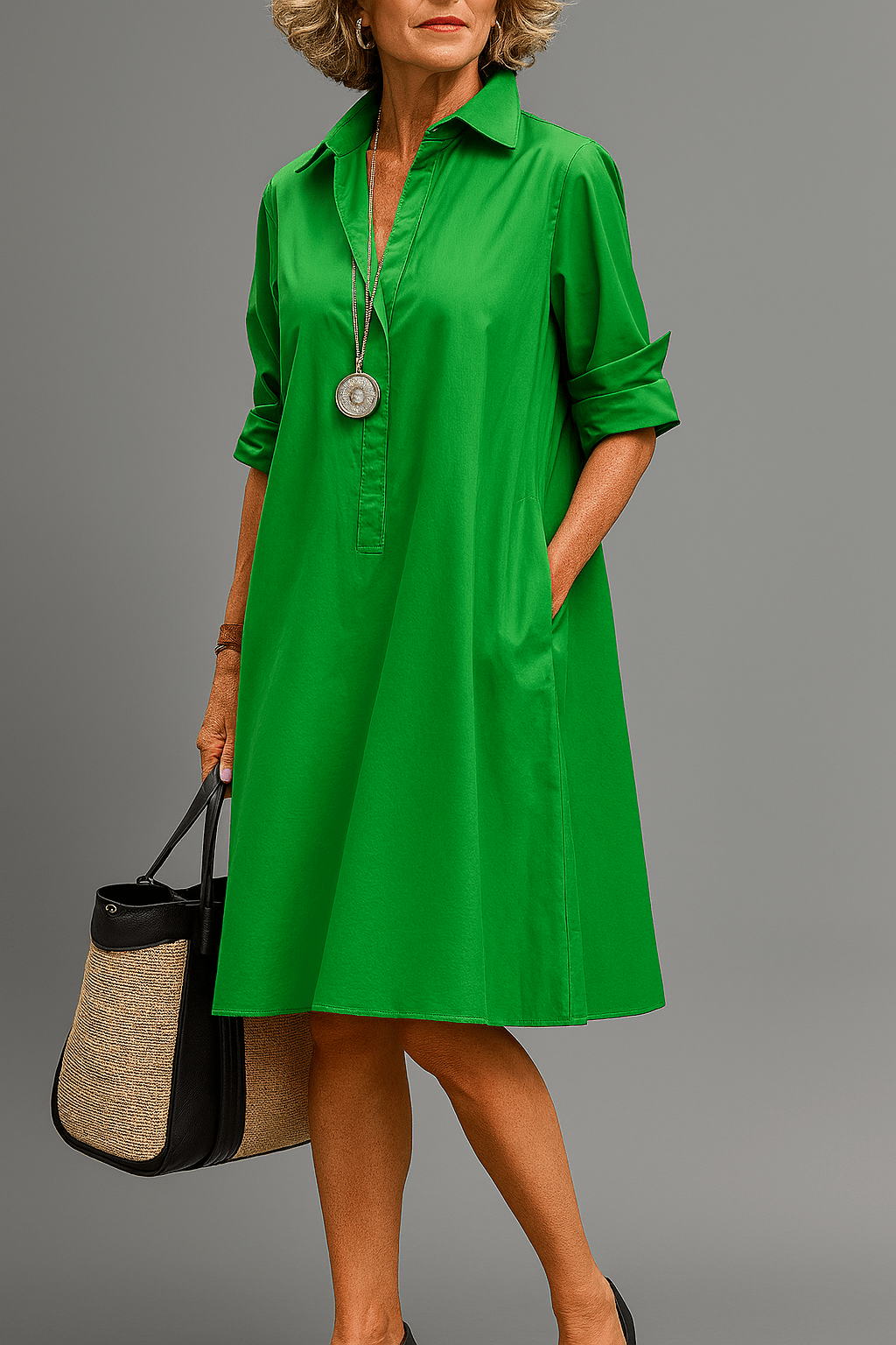 Bernadette - Abito midi in smeraldo di lusso