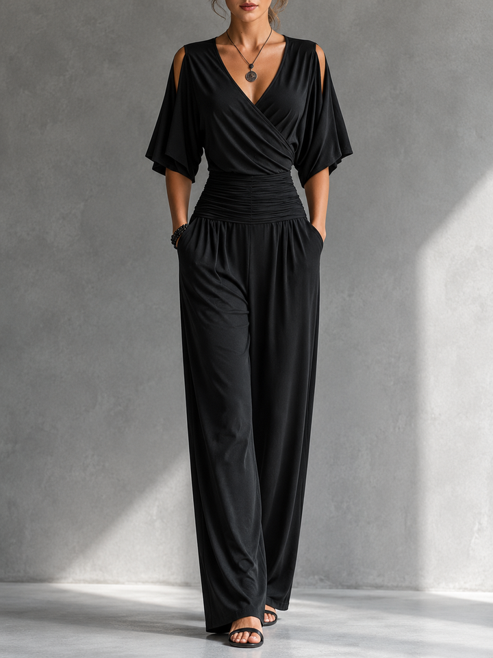 Alia | Combinazione elegante con effetto portafoglio e gambe larghe