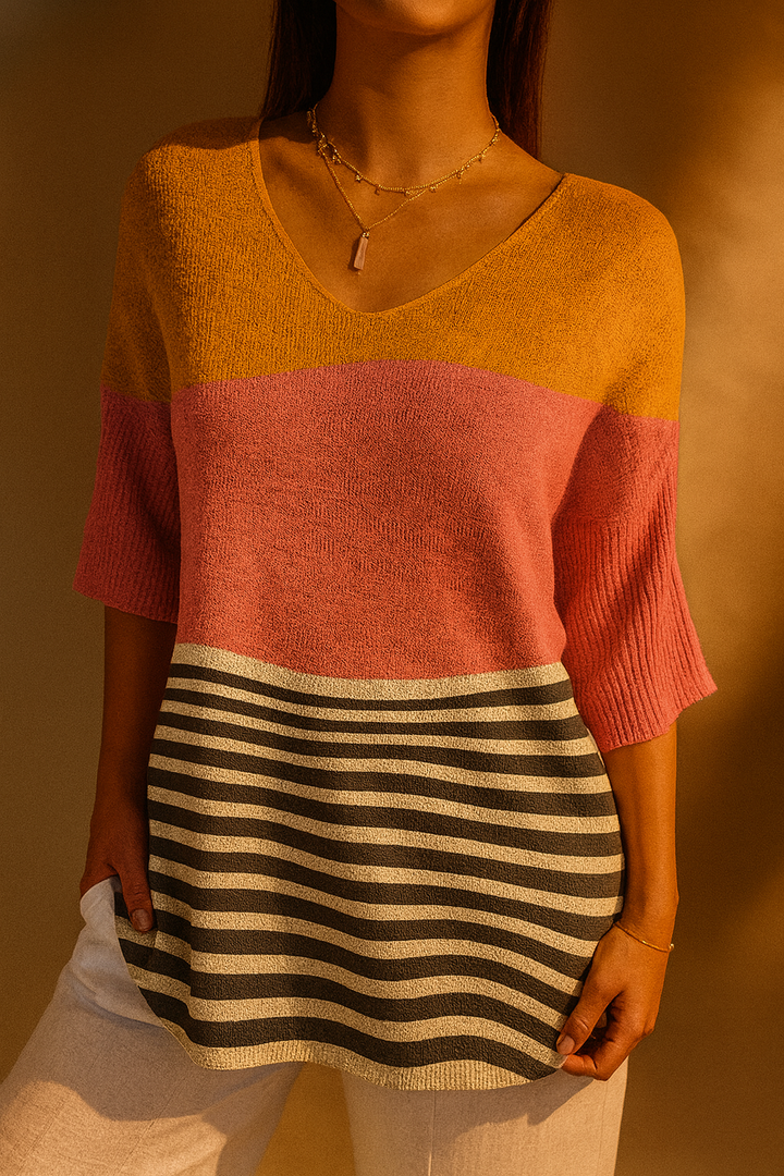 Maglione Casual con Stampa Artistica a Linee Astratte per Donna