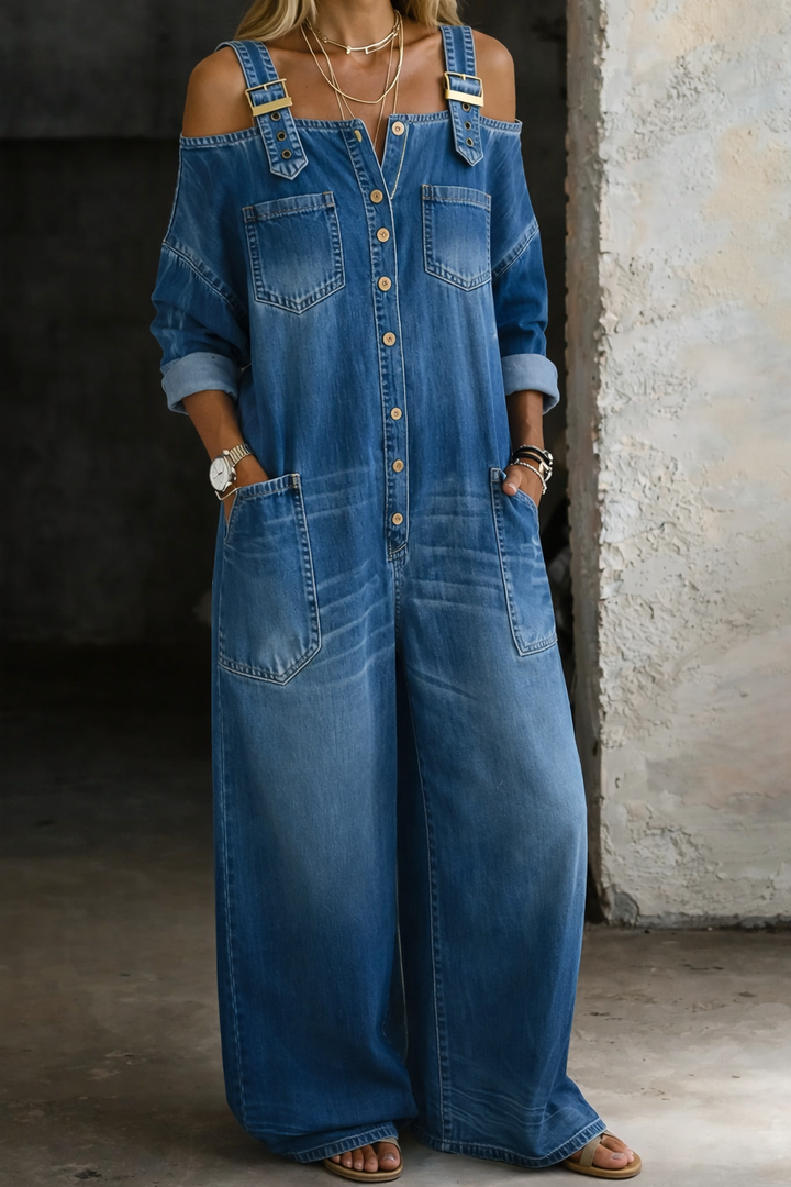Sofía | Mono in denim con spalle scoperte
