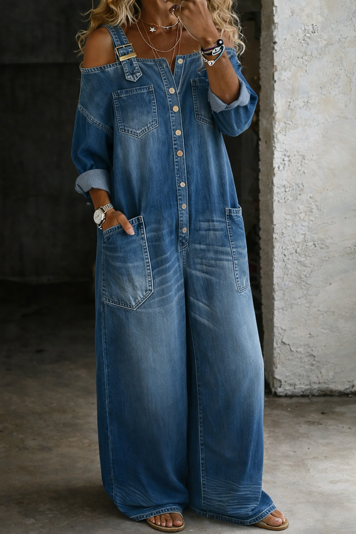 Sofía | Mono in denim con spalle scoperte