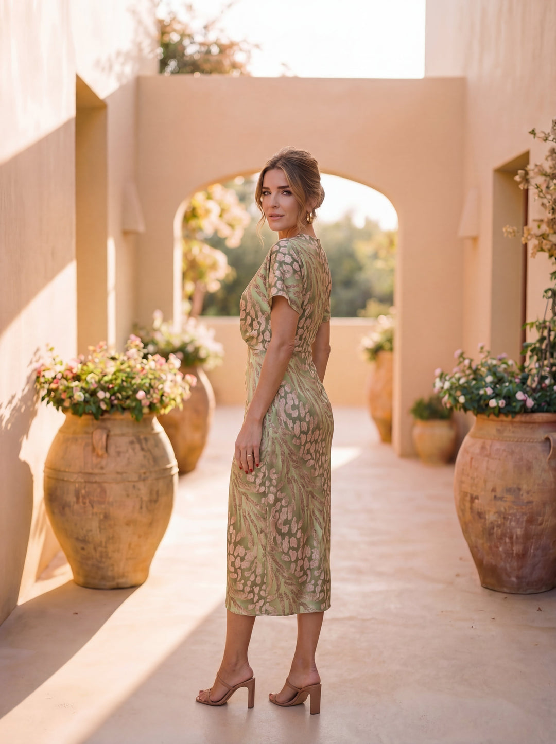 Sophie | Abito midi elegante fluido con stampa raffinata