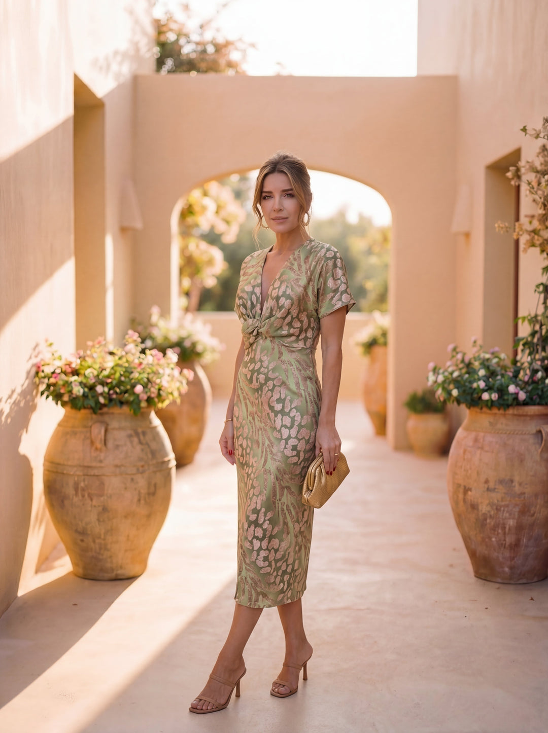 Sophie | Abito midi elegante fluido con stampa raffinata