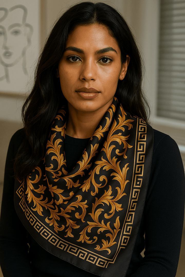 Galina Musta Foulard (100 % Seta - 88 cm)