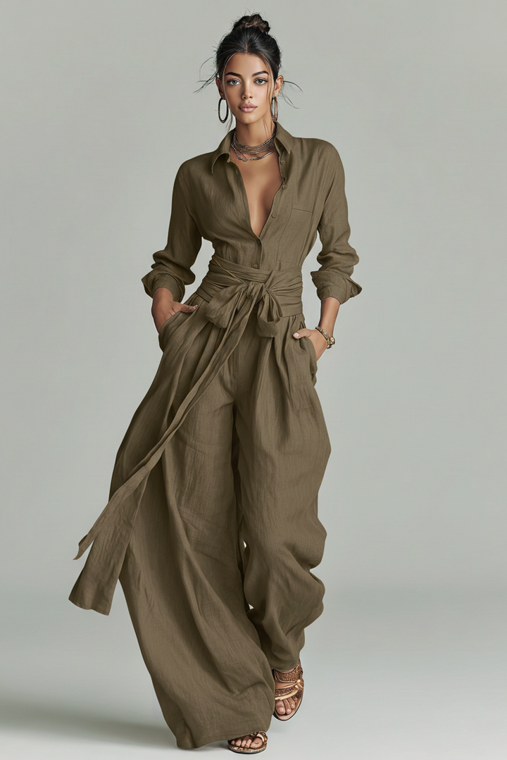 Noémie | Combinazione elegante fluida con cintura e taglio ampio