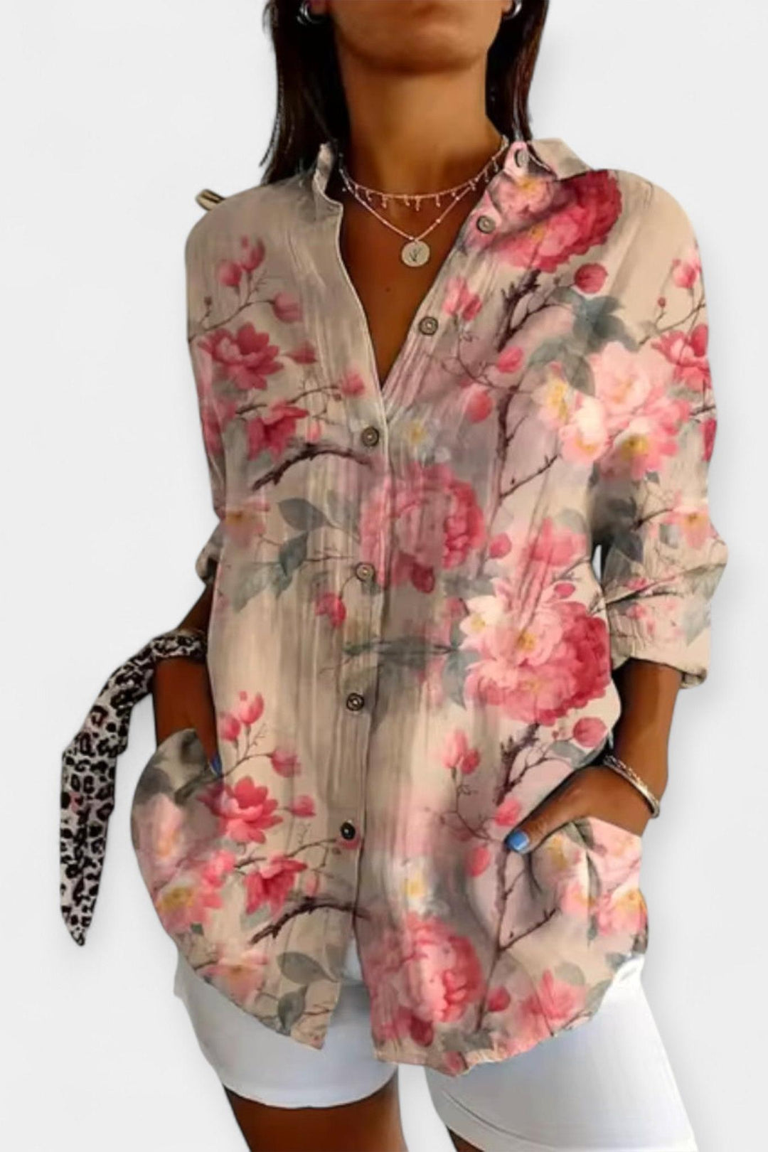 Camicia con bottoni a fantasia floreale