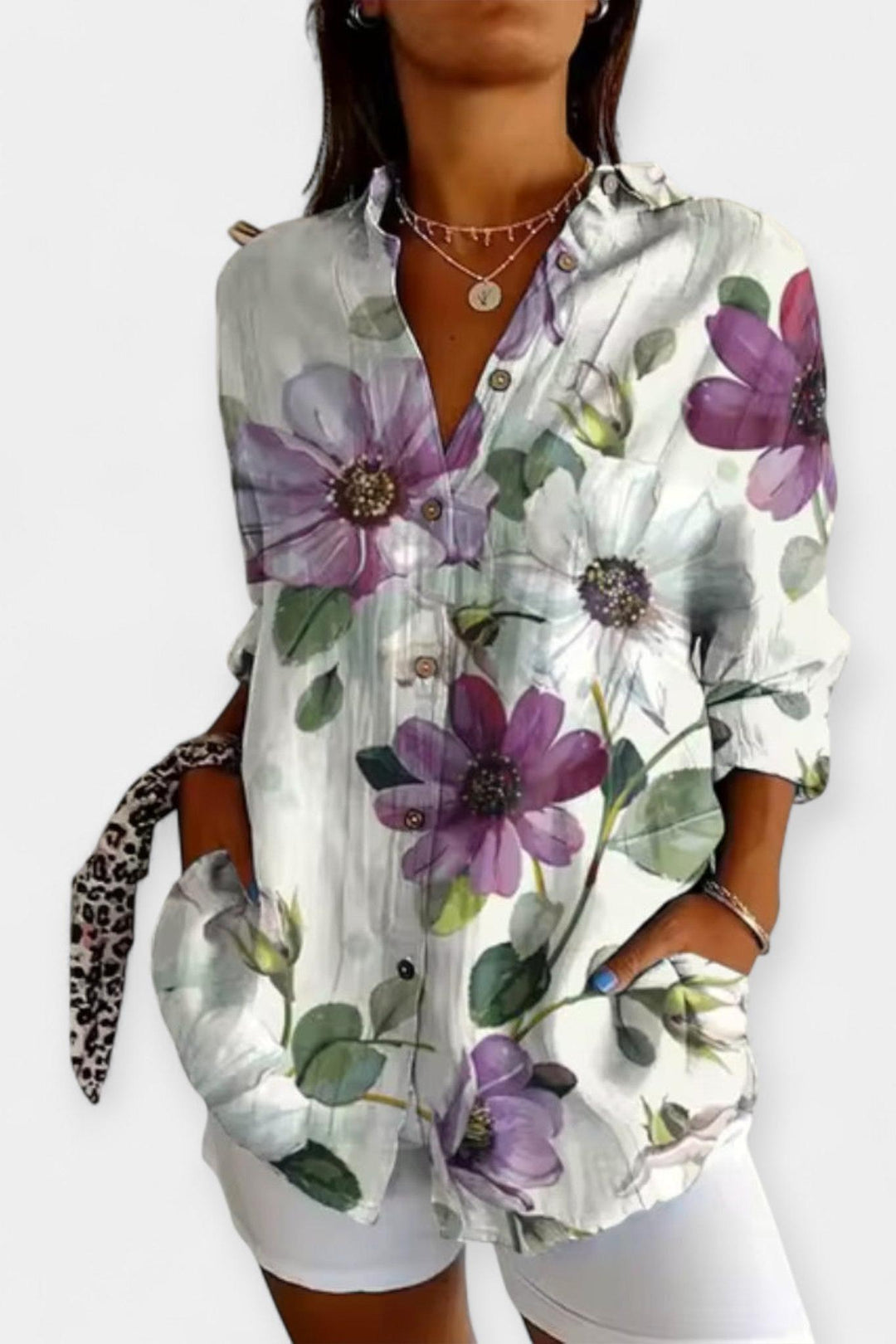 Camicia con bottoni a fantasia floreale