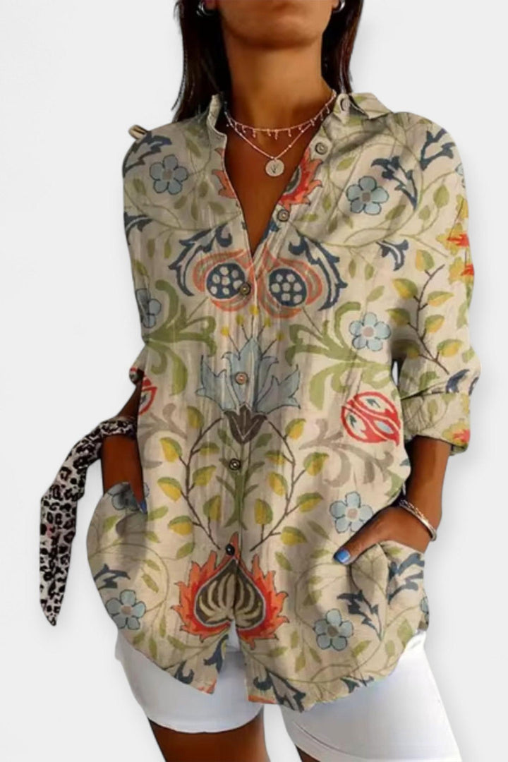 Camicia con bottoni a fantasia floreale