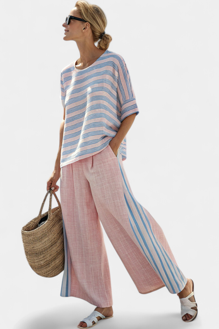 Flaminia - blu elegante e pantaloni morbidi
