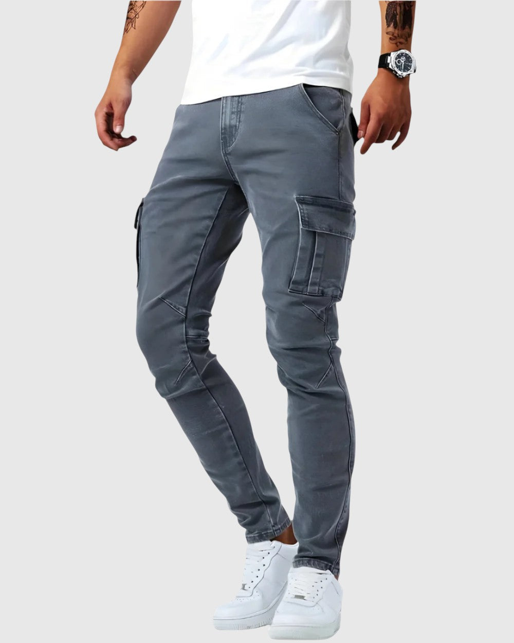 Vasil | Pantaloni Marino Cargo Stretch