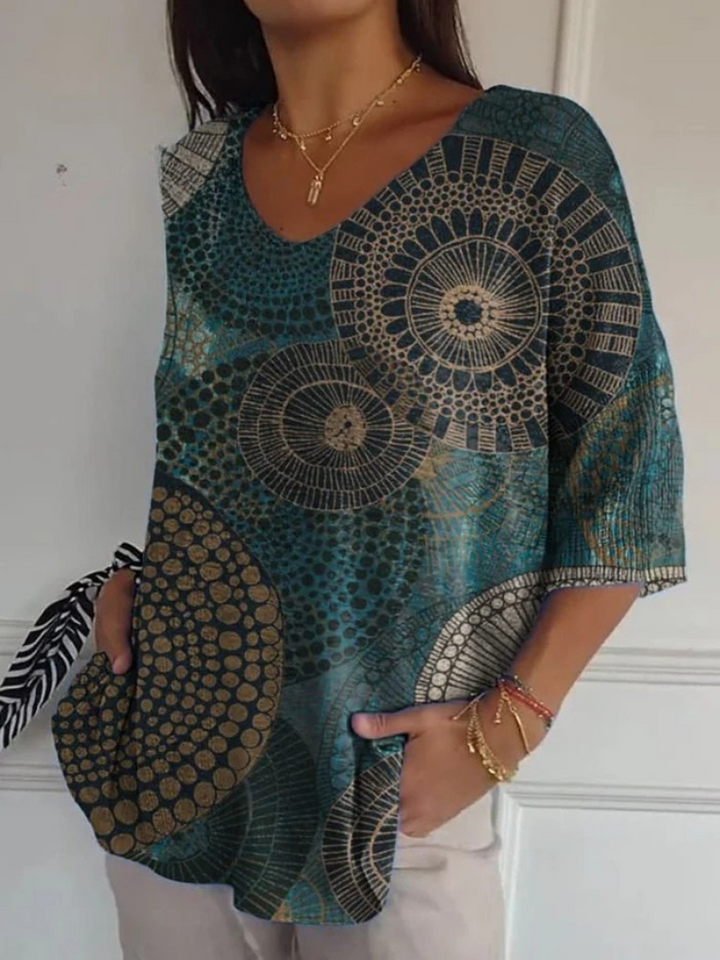 Maglione Casual in Maglia Astratta Geometrica Vintage per Donna