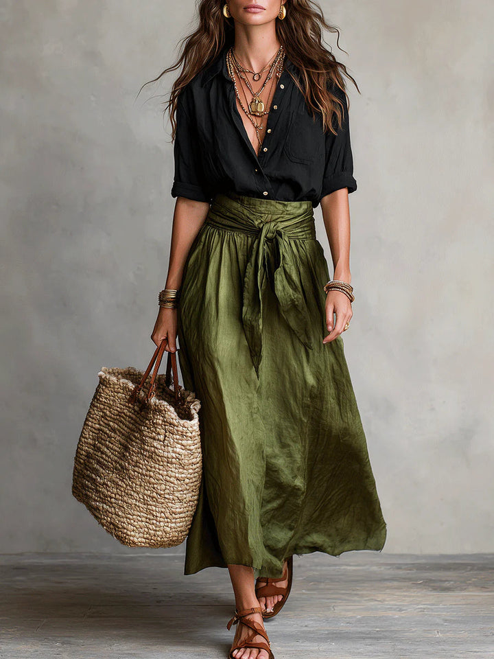 Léa | Completo elegante fluido con gonna lunga e top leggero