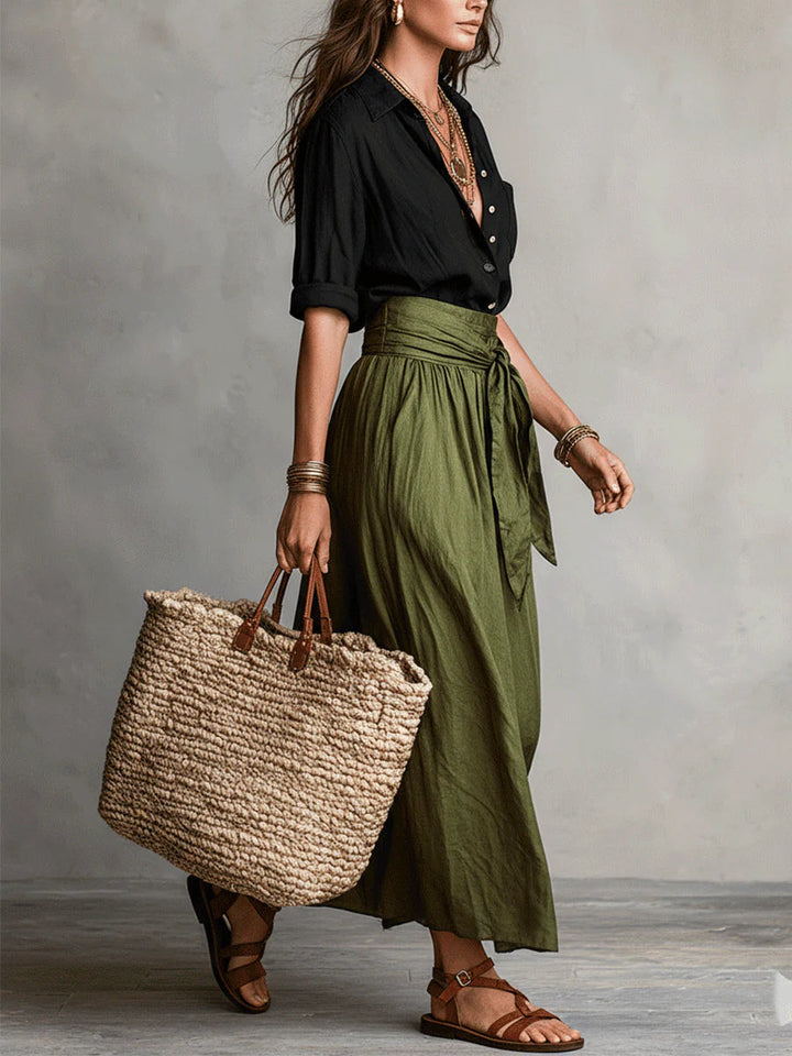 Léa | Completo elegante fluido con gonna lunga e top leggero
