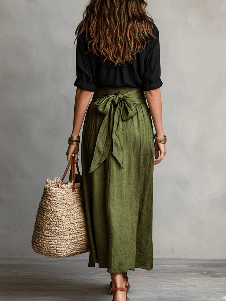 Léa | Completo elegante fluido con gonna lunga e top leggero