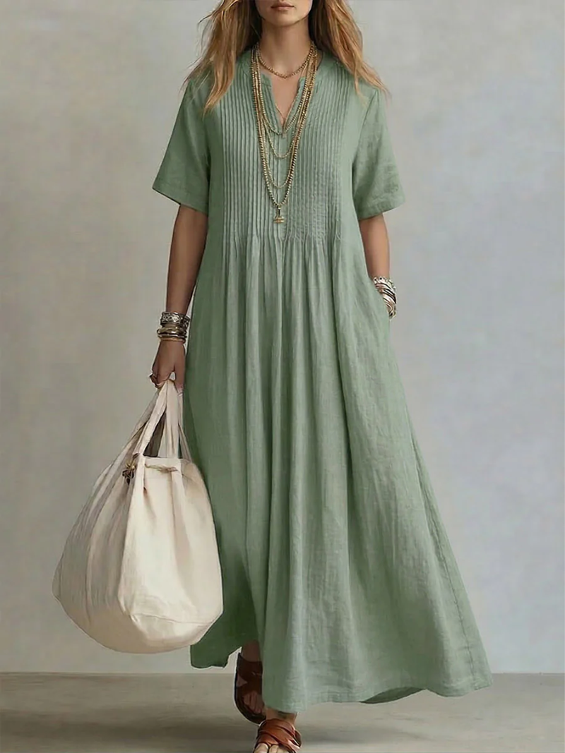 Betsaida | Elegante Abito Con Scollo a V e Maniche Corte
