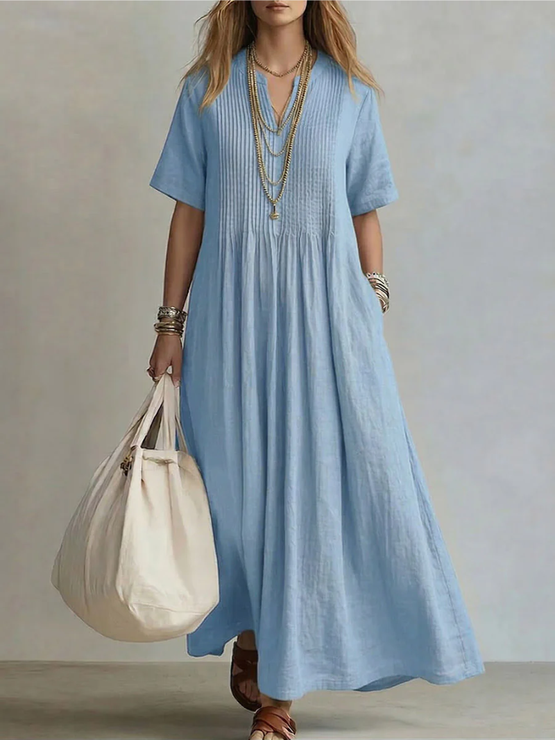 Betsaida | Elegante Abito Con Scollo a V e Maniche Corte