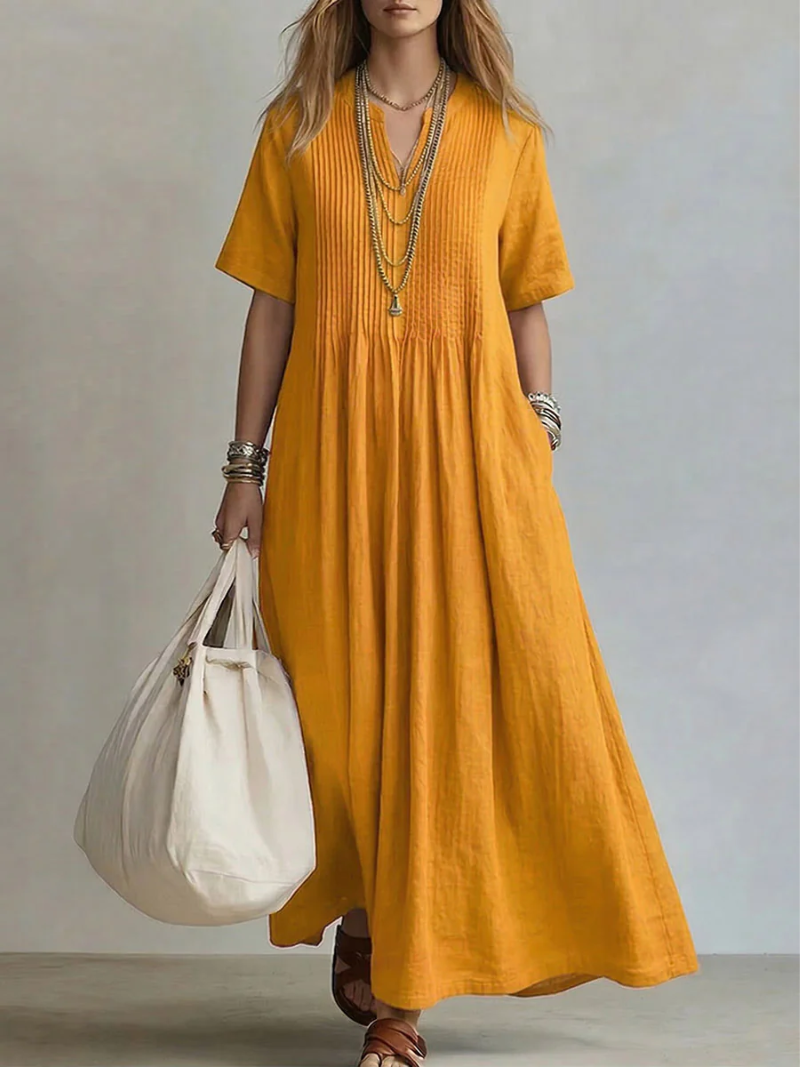 Betsaida | Elegante Abito Con Scollo a V e Maniche Corte